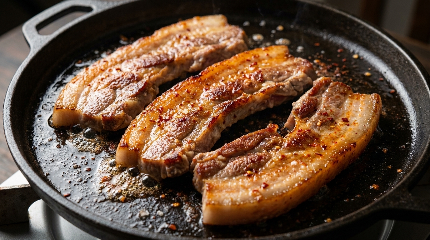 Koreanischer Schweinebauch vom Grill (Samgyeopsal)
