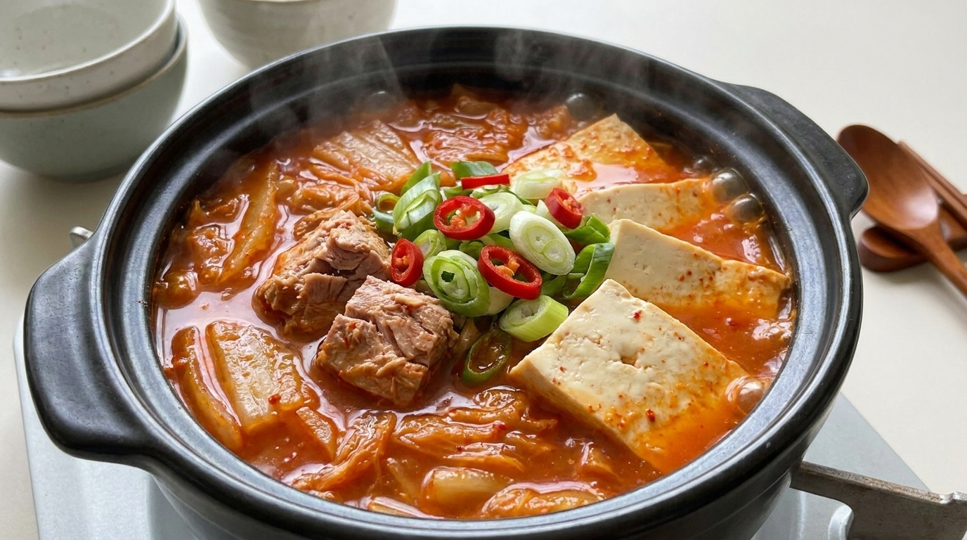 Herzhafter Kimchi-Eintopf mit Thunfisch (Chamchi Kimchi Jjigae)