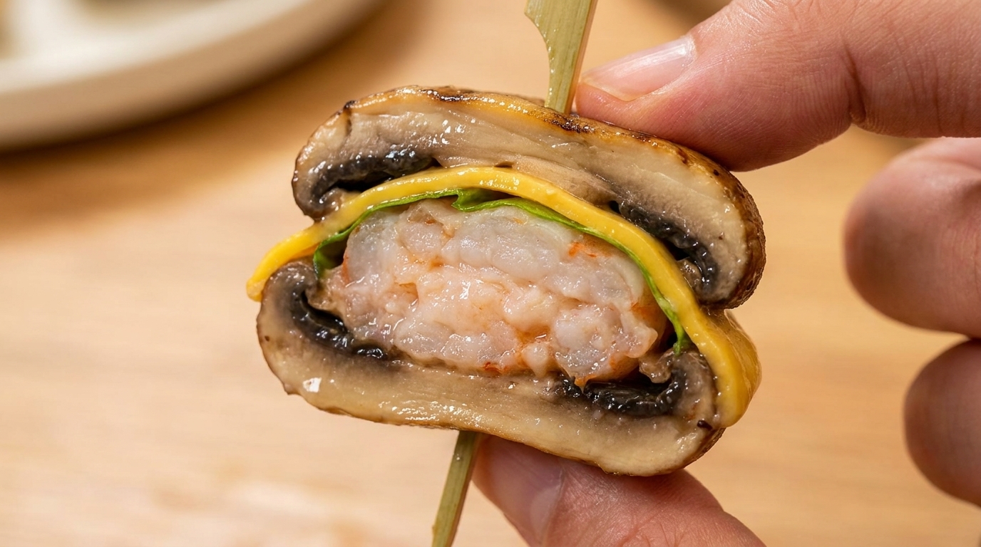 Saftige Mini-Pilz-Burger mit Garnelenpaste