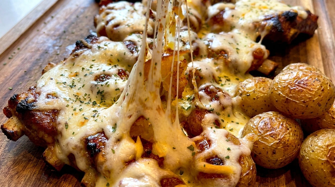 Kansas-Style Cheese Ribs mit knusprigen Smashed Potatoes