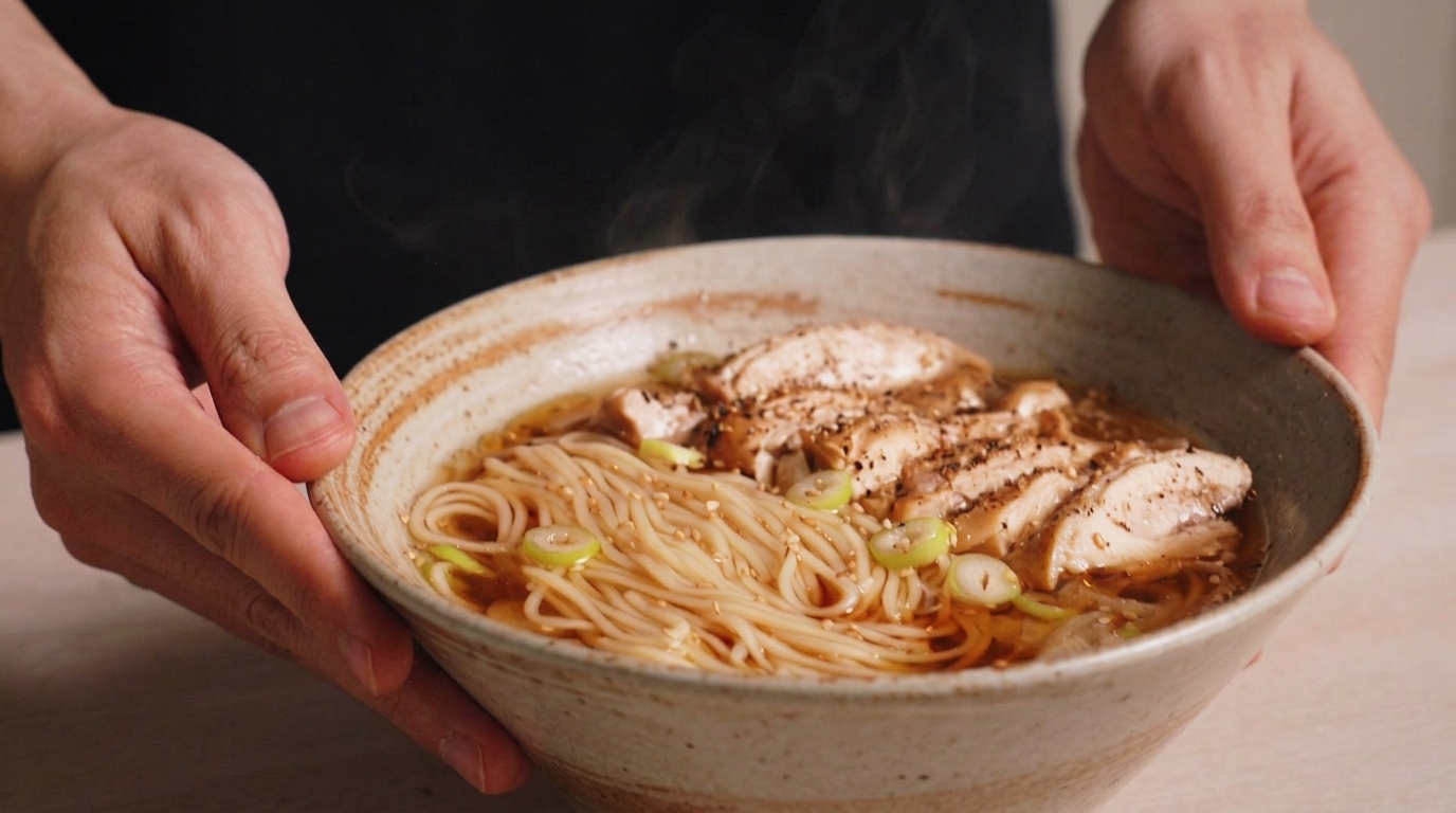 Japanische Shoyu-Hühnernudeln (Ramen-Style mit Sojasauce)