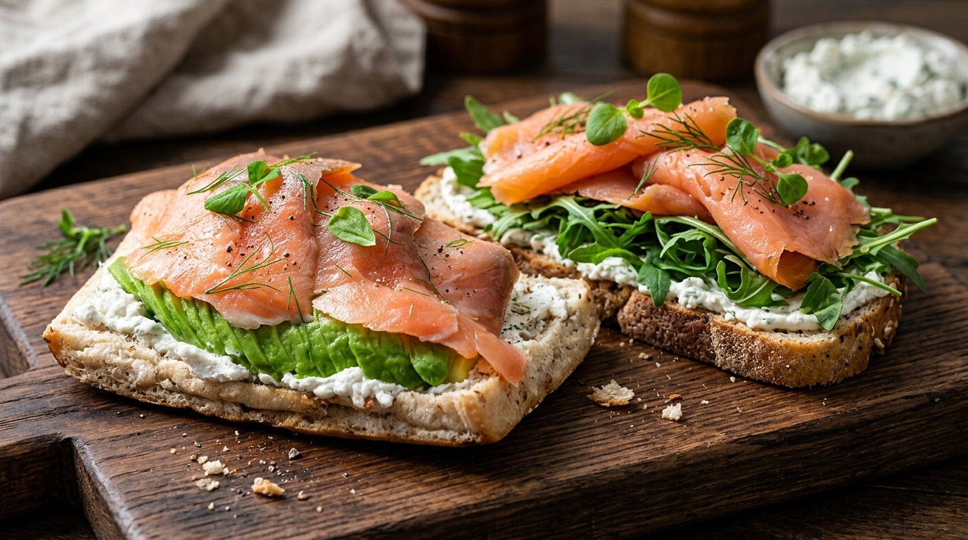 Gesundes Sandwich mit Räucherlachs & Frischkäse