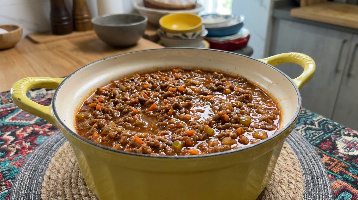 Traditionelles italienisches Ragù alla Bolognese (Authentische Hacksauce)