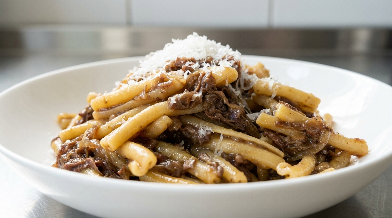 Authentische Pasta alla Genovese (Neapolitanisches Zwiebelragout)