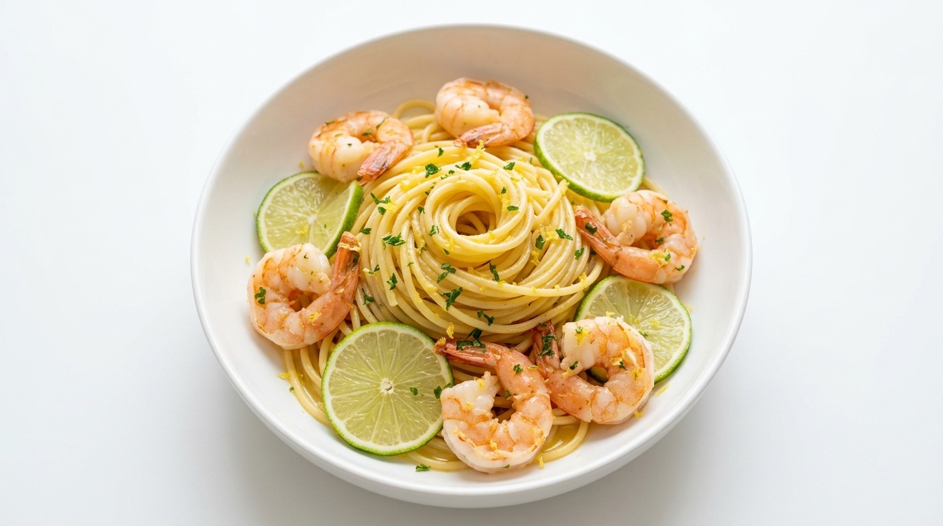 Zitronen-Knoblauch-Garnelen-Pasta mit frischem Abrieb