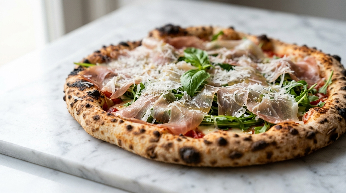 Holzofen-Pizza Prosciutto e Rucola (Parmaschinken & Rucola)