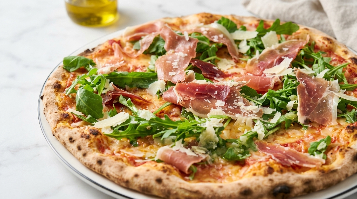 Authentische italienische Pizza Prosciutto e Rucola