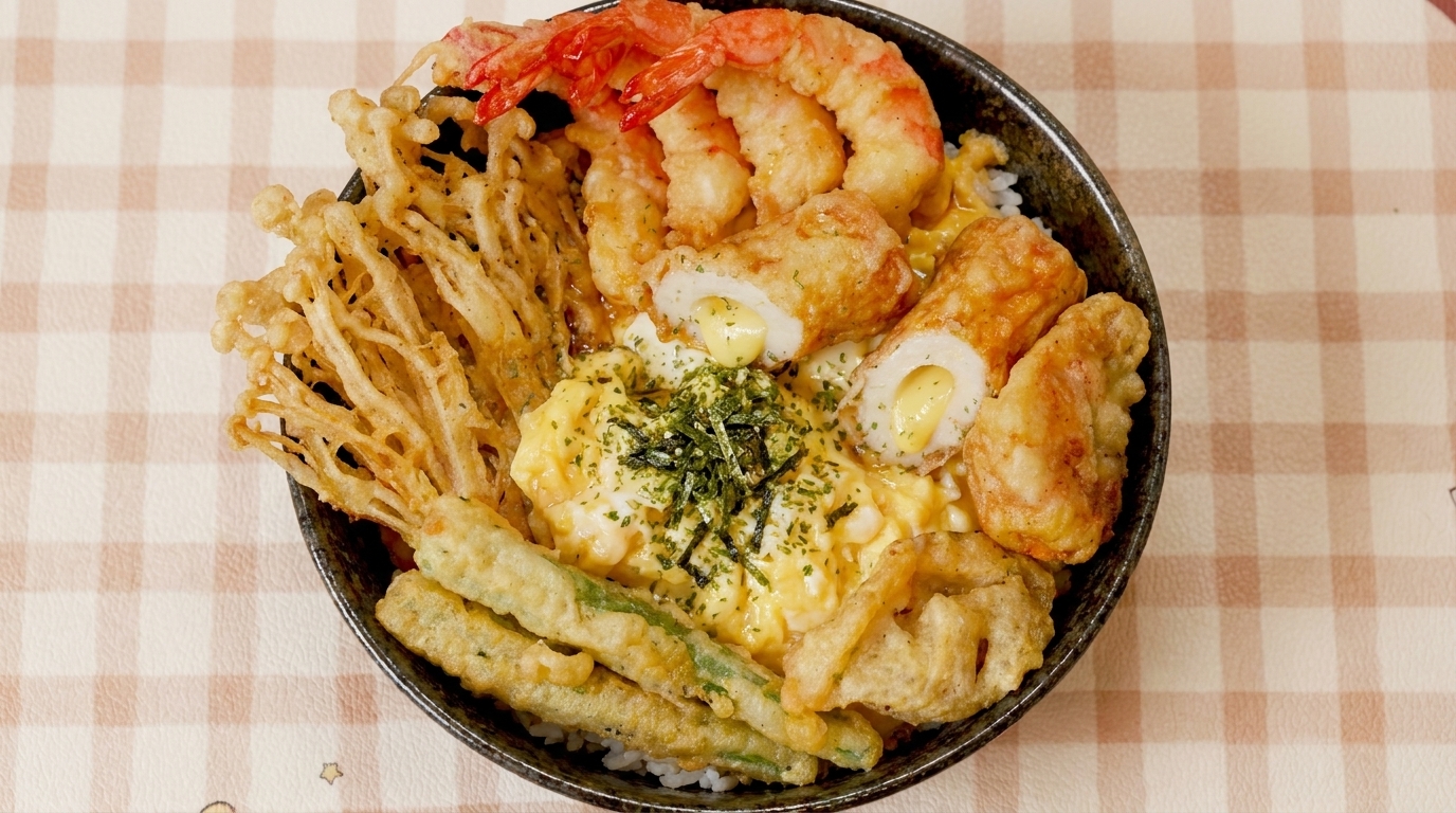 Knusprige Tempura-Eier-Reisschale (Ten-Don Style)