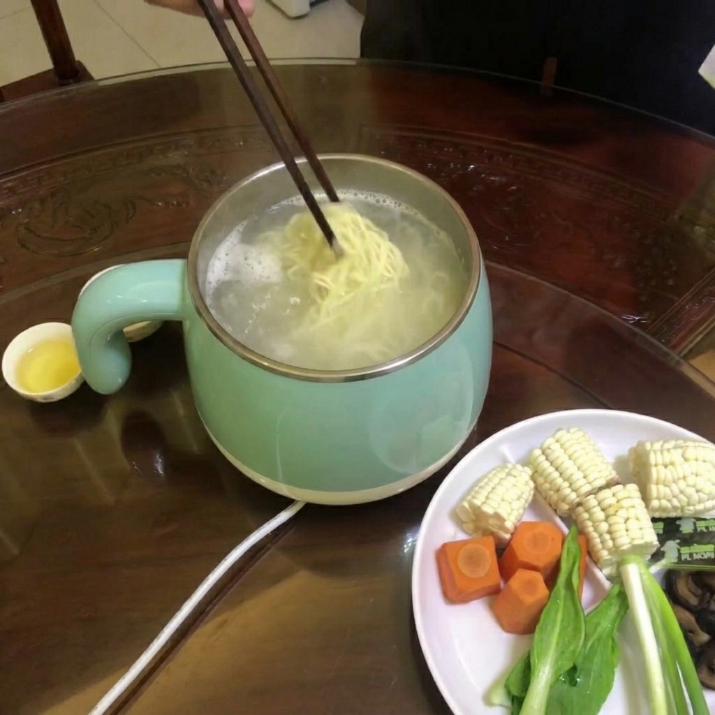 Ramen-Nudeln kochen in einem Topf mit heißem Wasser, bereit zum Abgießen.