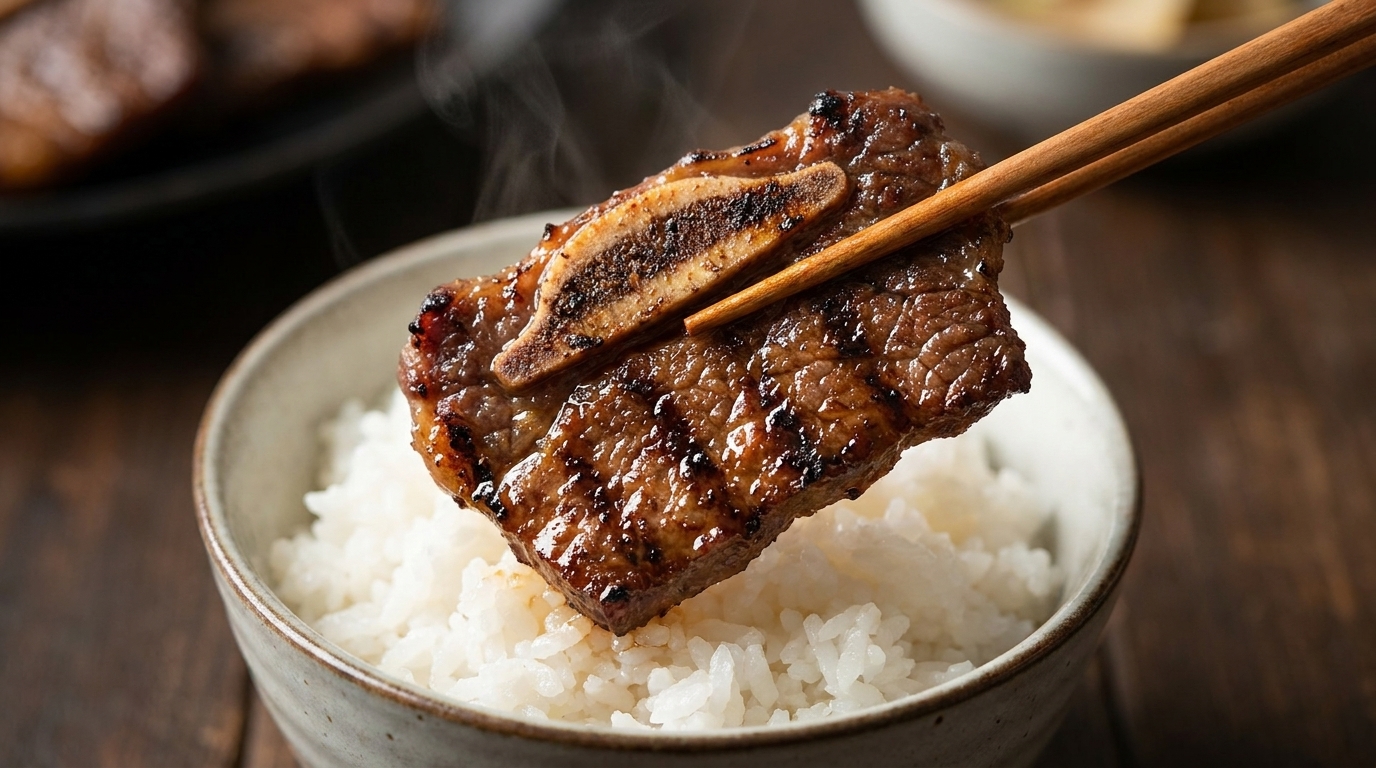 Klassisches Koreanisches LA Galbi (Gegrillte Rinderrippchen)