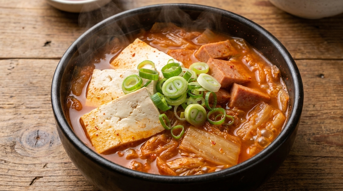 Herzhafter Koreanischer Spam-Kimchi-Eintopf (Kimchi Jjigae)