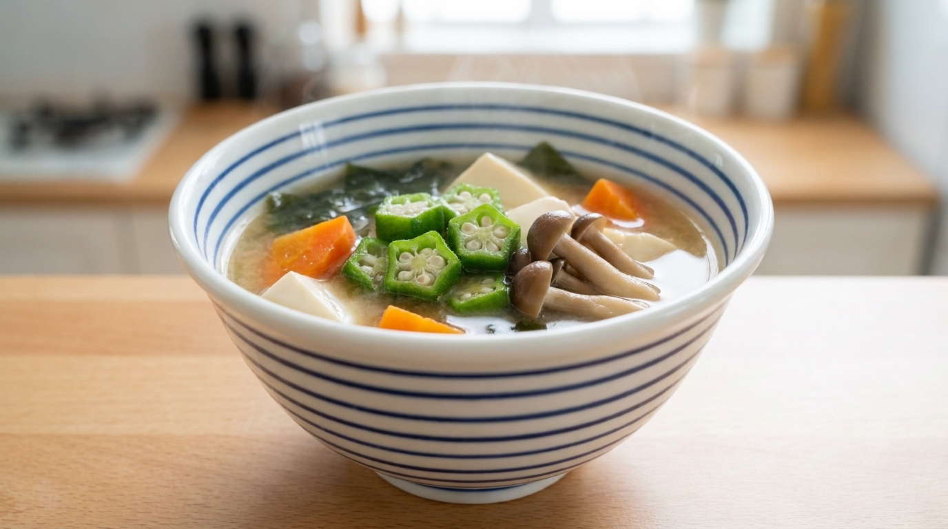 Nahrhafte Okra-Miso-Suppe