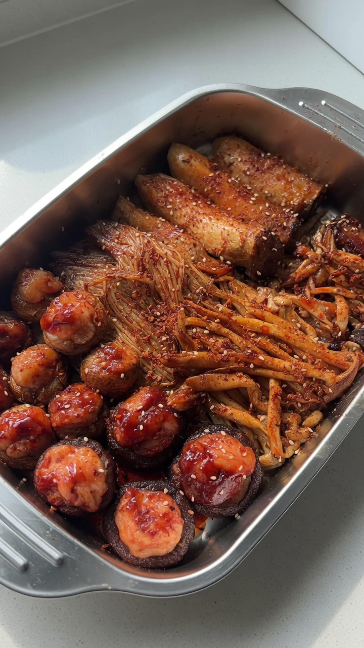 Air-Fryer Pilzplatte mit Garnelenfüllung