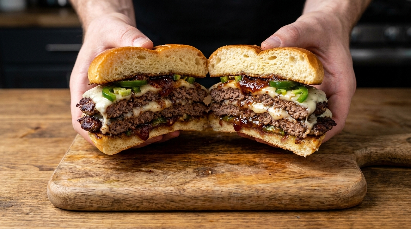 Jalapeño-Popper-Smashburger mit Bacon-Jam