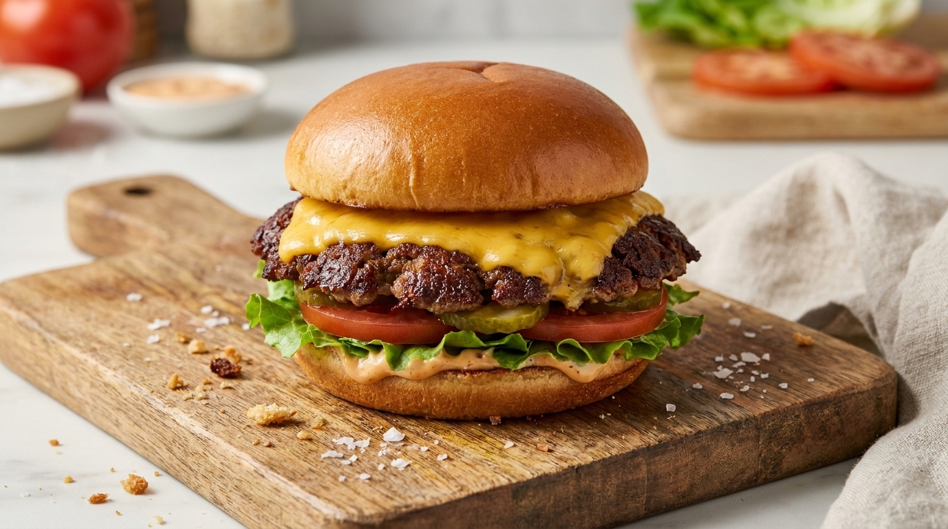 Klassischer Cheese Smash Burger