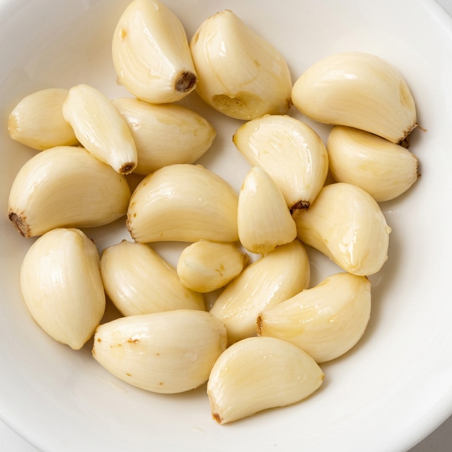 Hand in gelbem Handschuh mischt Gewürze und Sojasauce in die Schüssel mit Schweinerippchen.