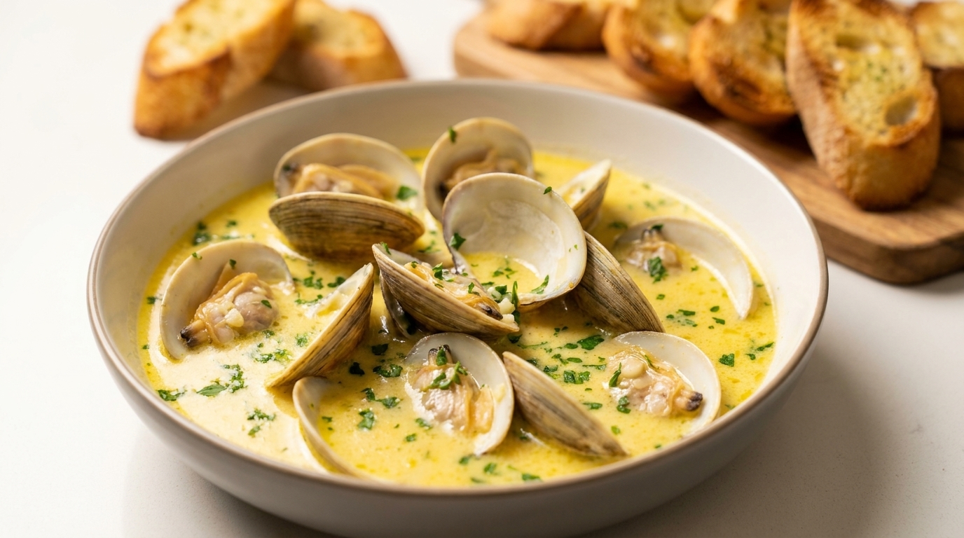 Französische Muschelsuppe in Knoblauchbutter