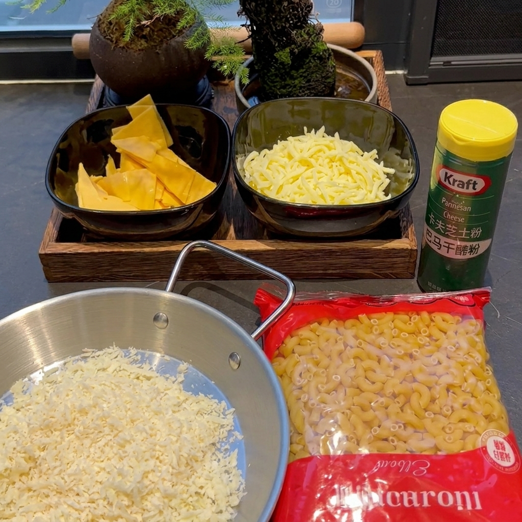 Makkaroni werden in einen großen Topf mit kochendem Wasser gegeben.