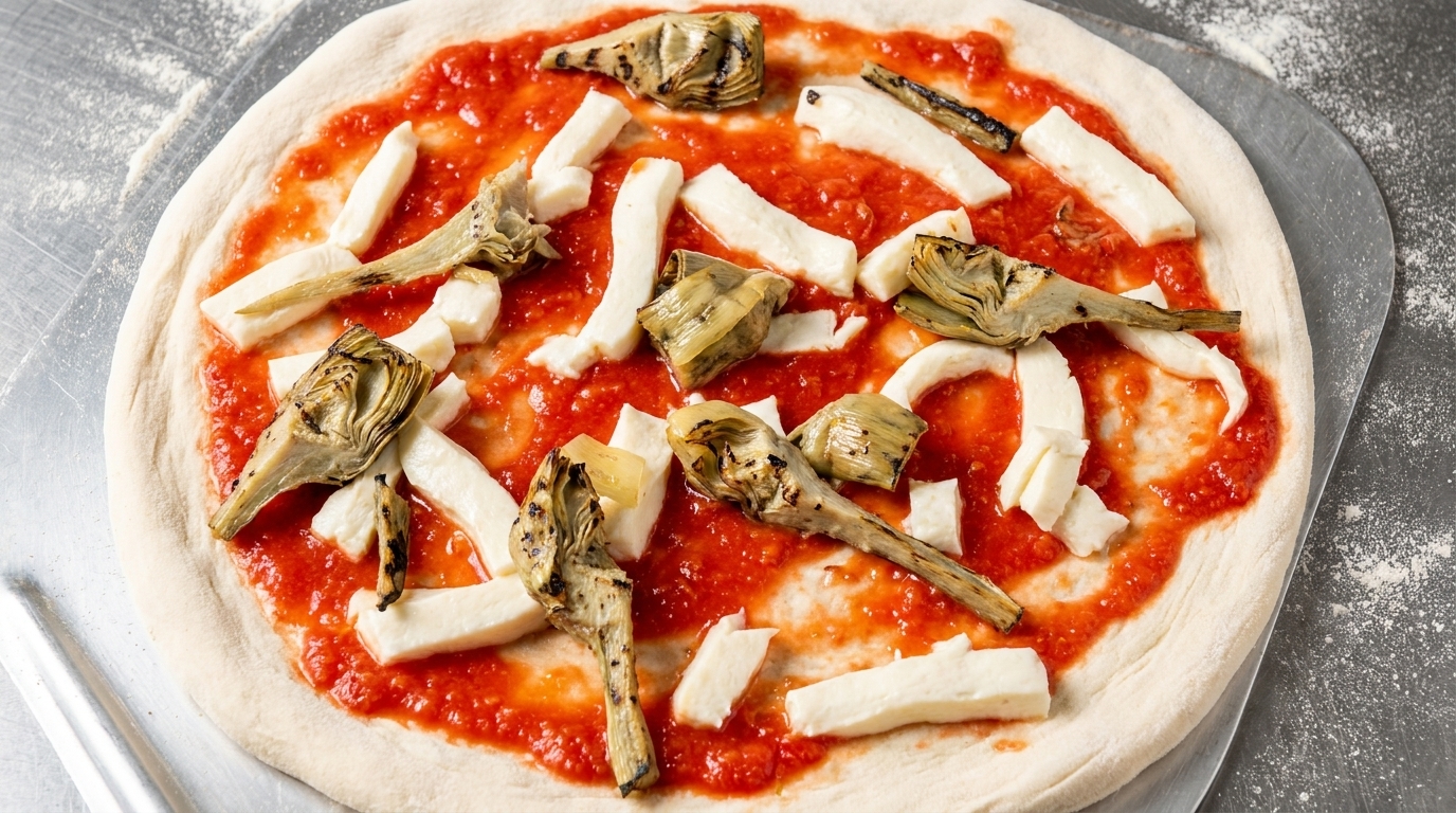 Mediterrane Tomaten-Artischocken-Pizza