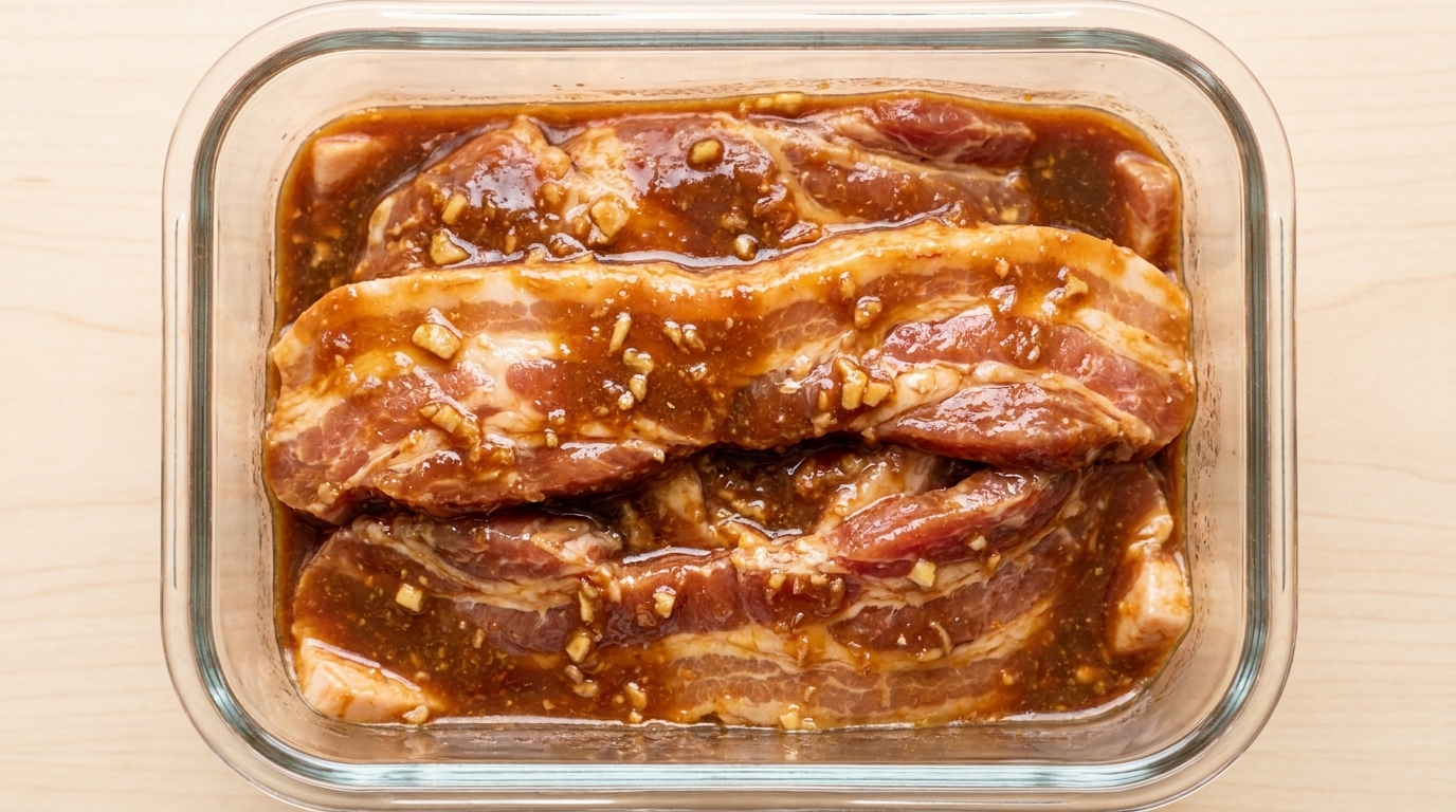 Koreanisch marinierter Schweinebauch mit Miso
