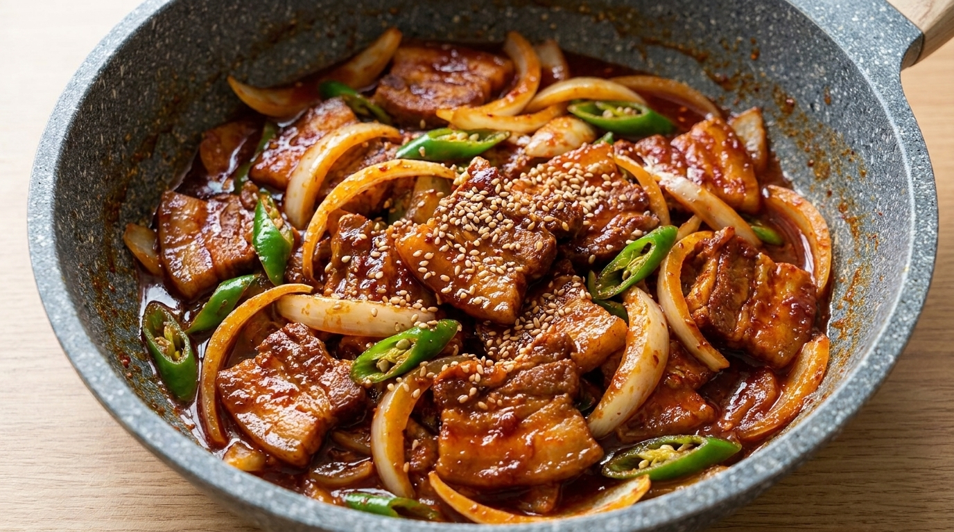 Koreanischer scharfer Schweinebauch (Jeyuk Bokkeum)