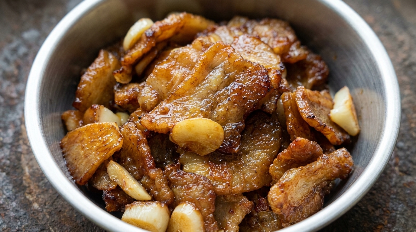 Herzhafter Pfannen-Schweinebauch mit Sojasauce
