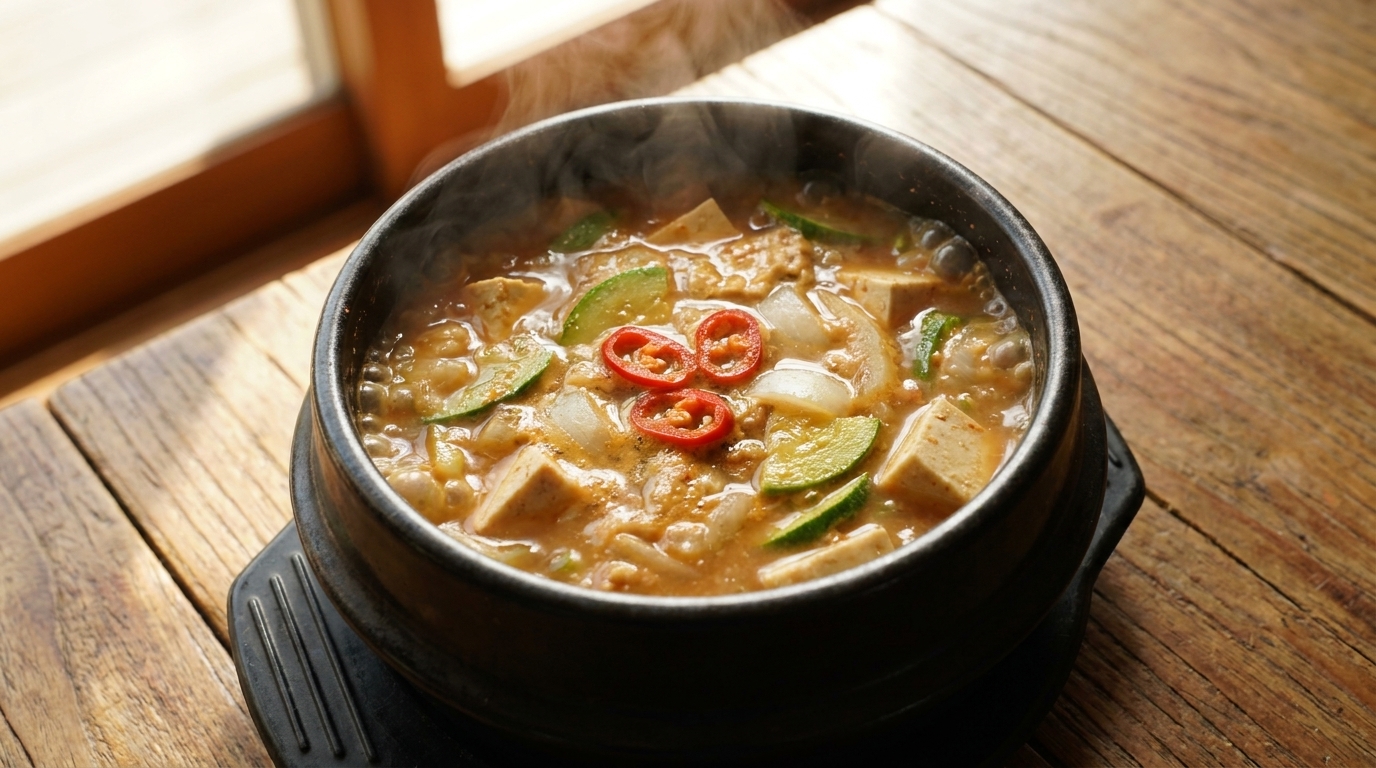 Authentischer Koreanischer Doenjang-jjigae (Sojabohnenpasteneintopf)