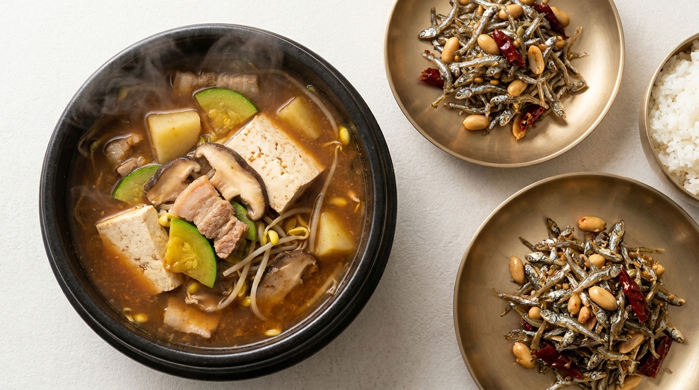 Authentisches koreanisches Doenjang-Jjigae (Sojapasten-Eintopf)