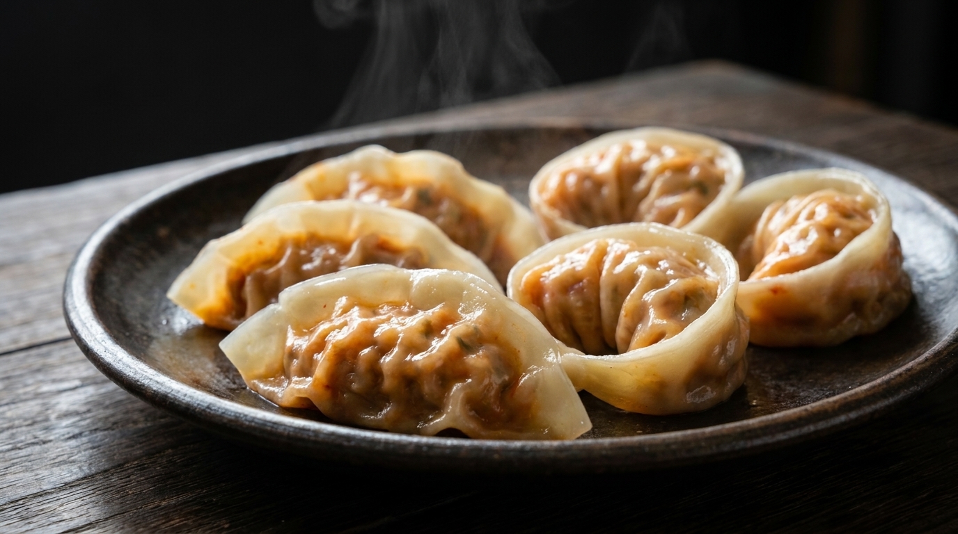 Gedämpfte Koreanische Kimchi-Teigtaschen (Kimchi Mandu)