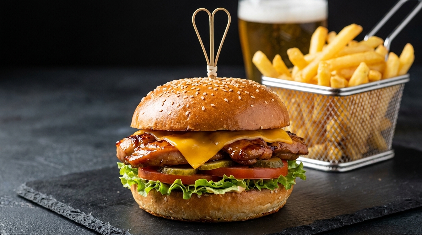 Gourmet Teriyaki-Hähnchenschenkel-Burger