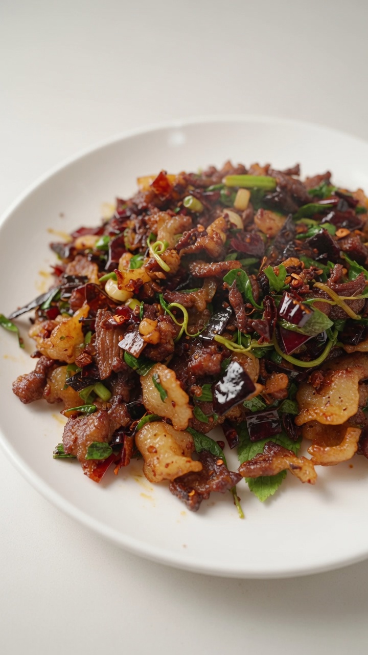 Sichuan-Style Scharf gebratenes Rinderfett