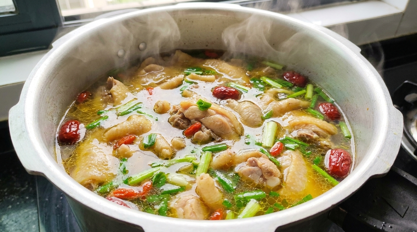 Sand-Ingwer-Hühnersuppe aus dem Schnellkochtopf
