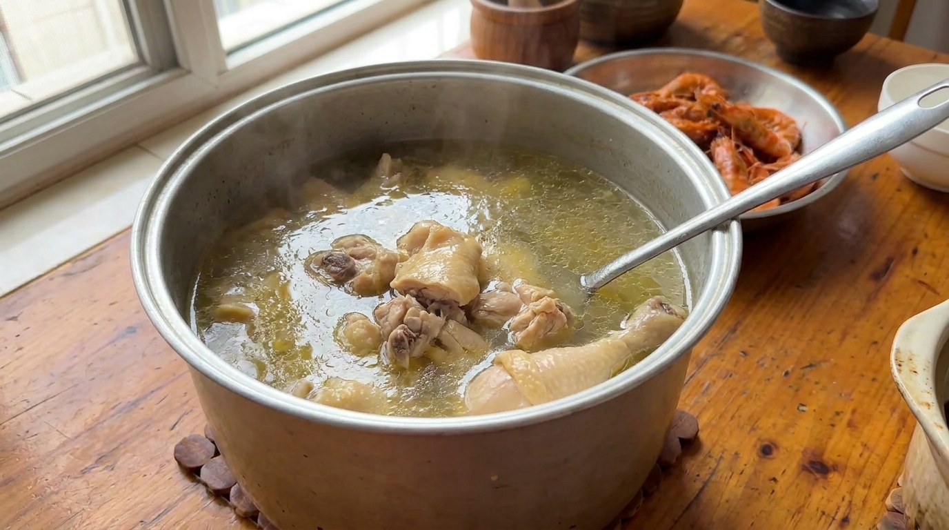 Hausgemachte Sand-Ingwer Hühnersuppe