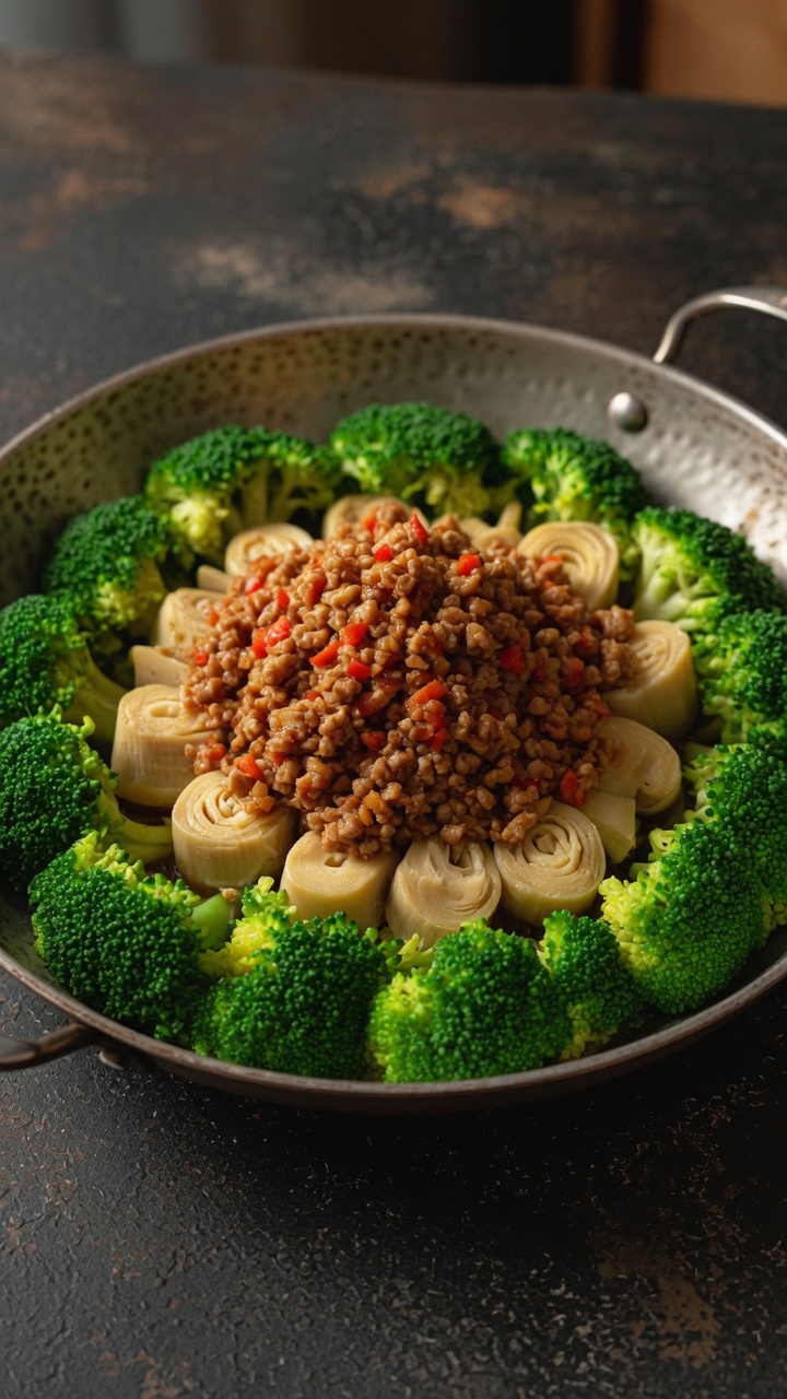 Dry Pot Artischocken mit Hackfleisch