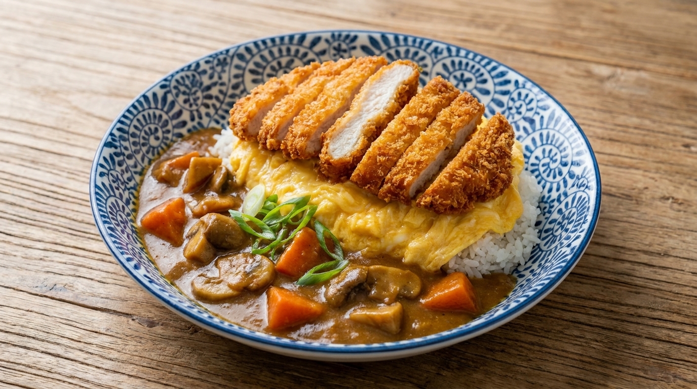 Japanisches Curry mit knusprigem Hähnchenschnitzel (Katsu Curry)