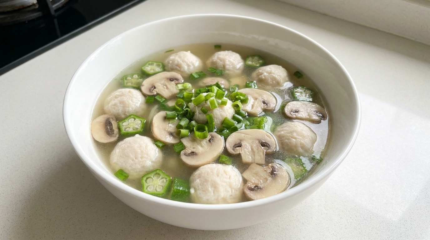 Herbstliche Pilz-Fleischbällchen-Suppe