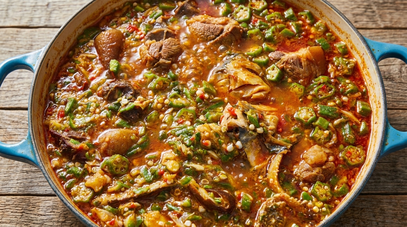 Traditionelle westafrikanische Okrasuppe