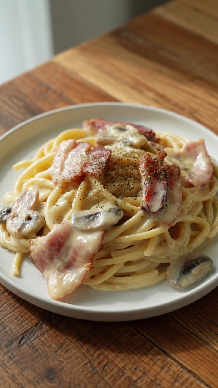 Cremige Speck-Pilz-Pasta