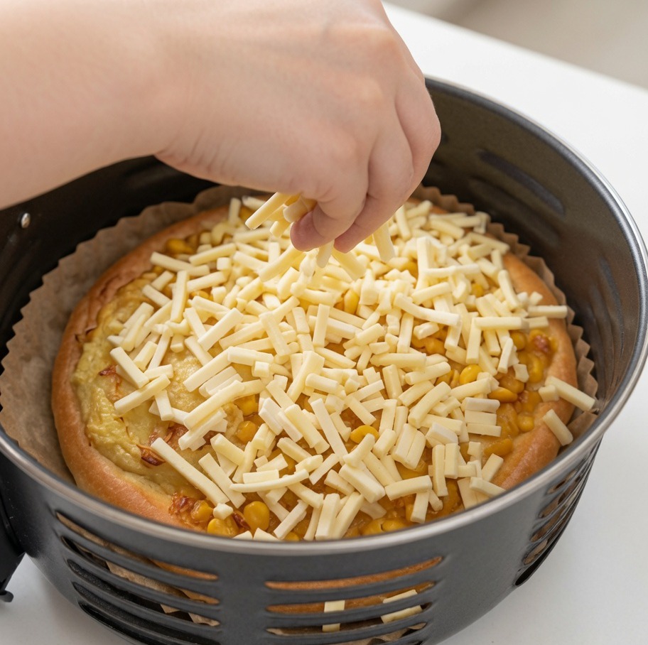 Mozzarella auf der Pizza.