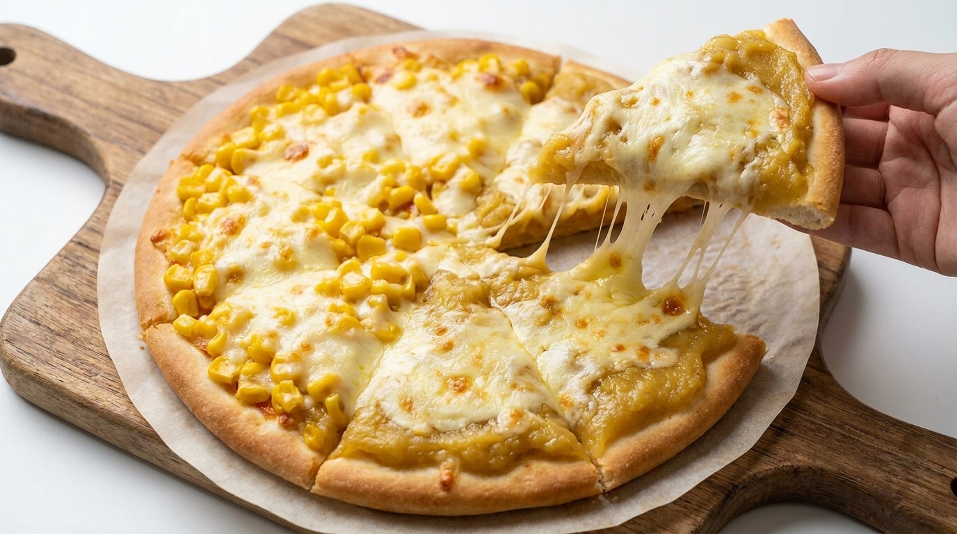 Airfryer-Pizza mit zwei Belägen: Süßer Mais & cremige Durian