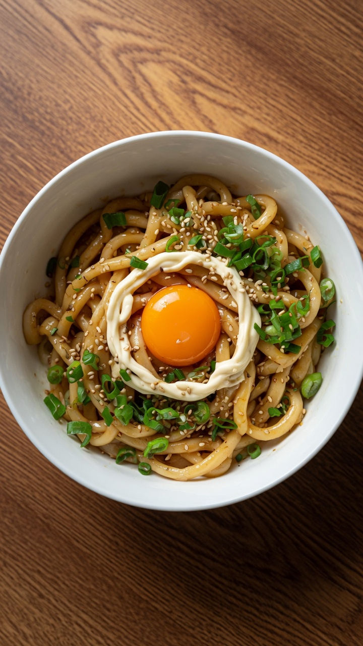 Japanische Udon-Nudeln mit Würzöl