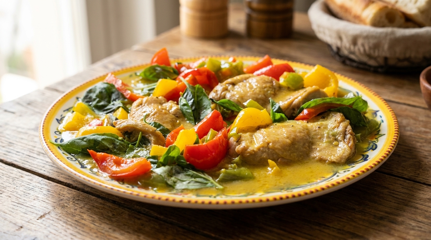 Klassisches italienisches Hähnchen-Ragout mit Paprika