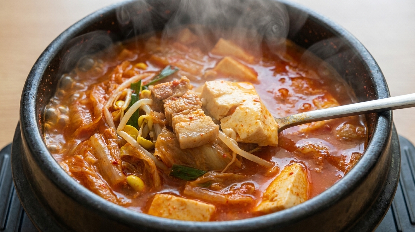 Schweinebauch-Kimchi-Eintopf (Kimchi Jjigae)