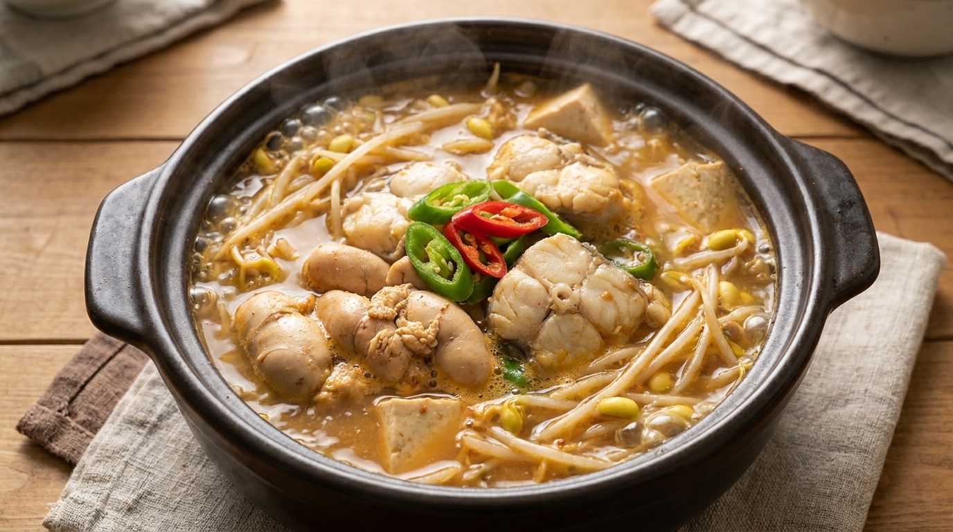 Yanbian Pollack-Rogen-Eintopf mit Sojabohnenpaste