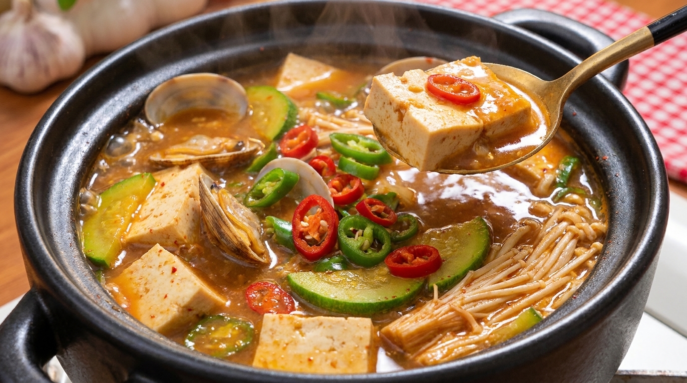Klassischer koreanischer Doenjang-Jjigae (Sojapasten-Eintopf)
