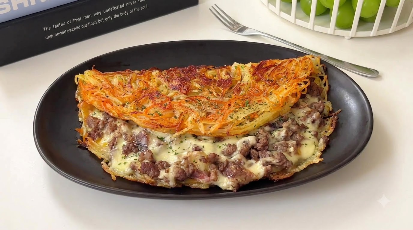 Knusprige Käse-Rinder-Kartoffeltasche