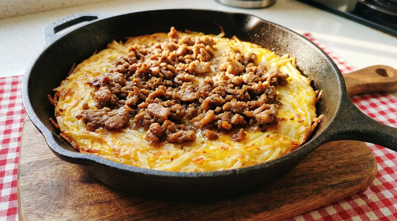 Herzhafter Rinder-Kartoffel-Pfannenkuchen
