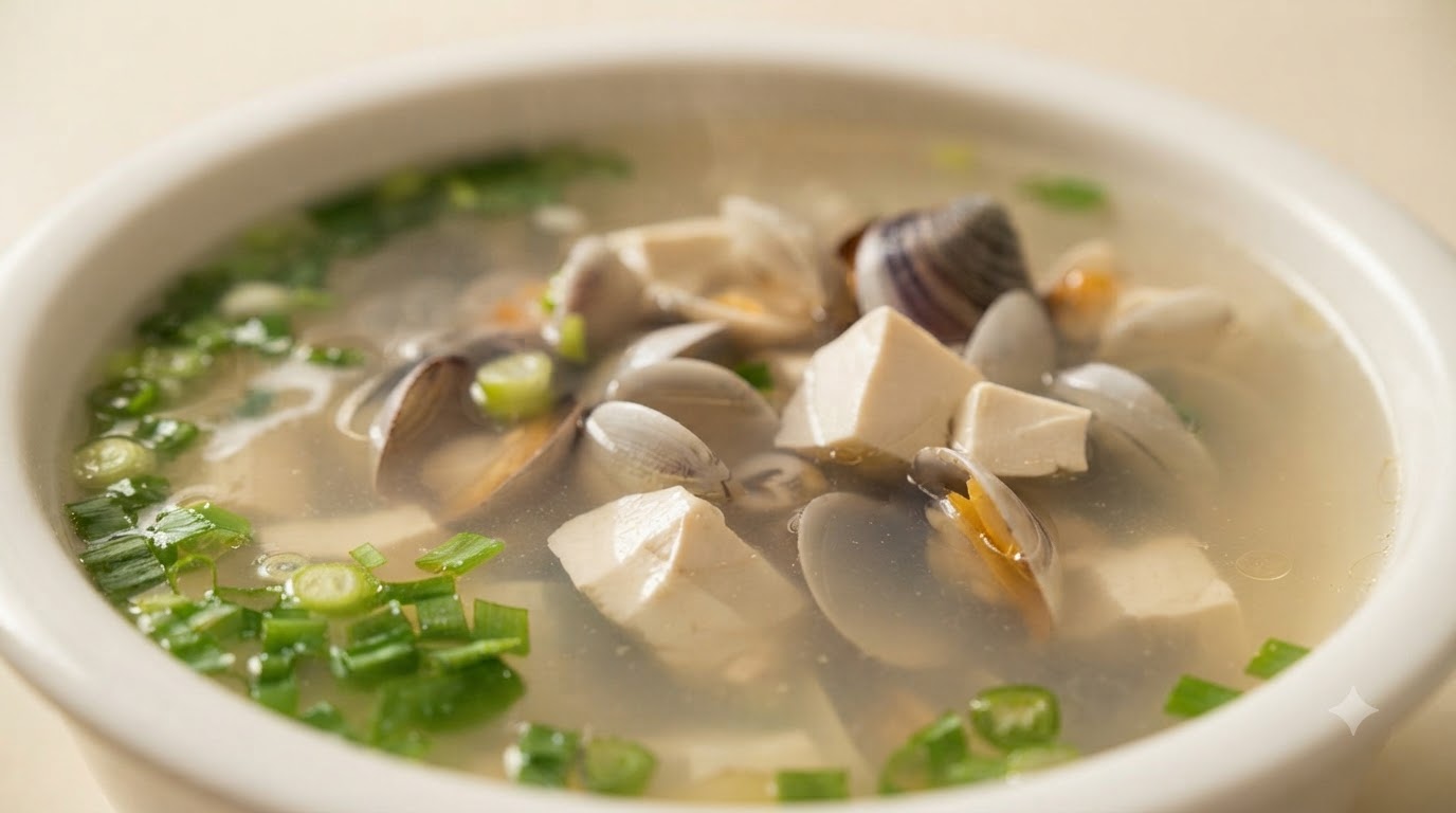 Klassische Muschel-Tofu-Suppe