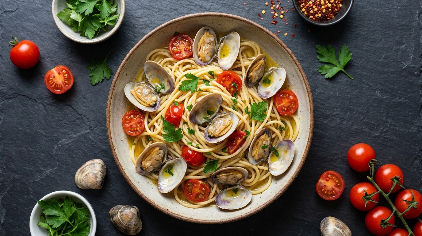 Authentische italienische Vongole-Spaghetti