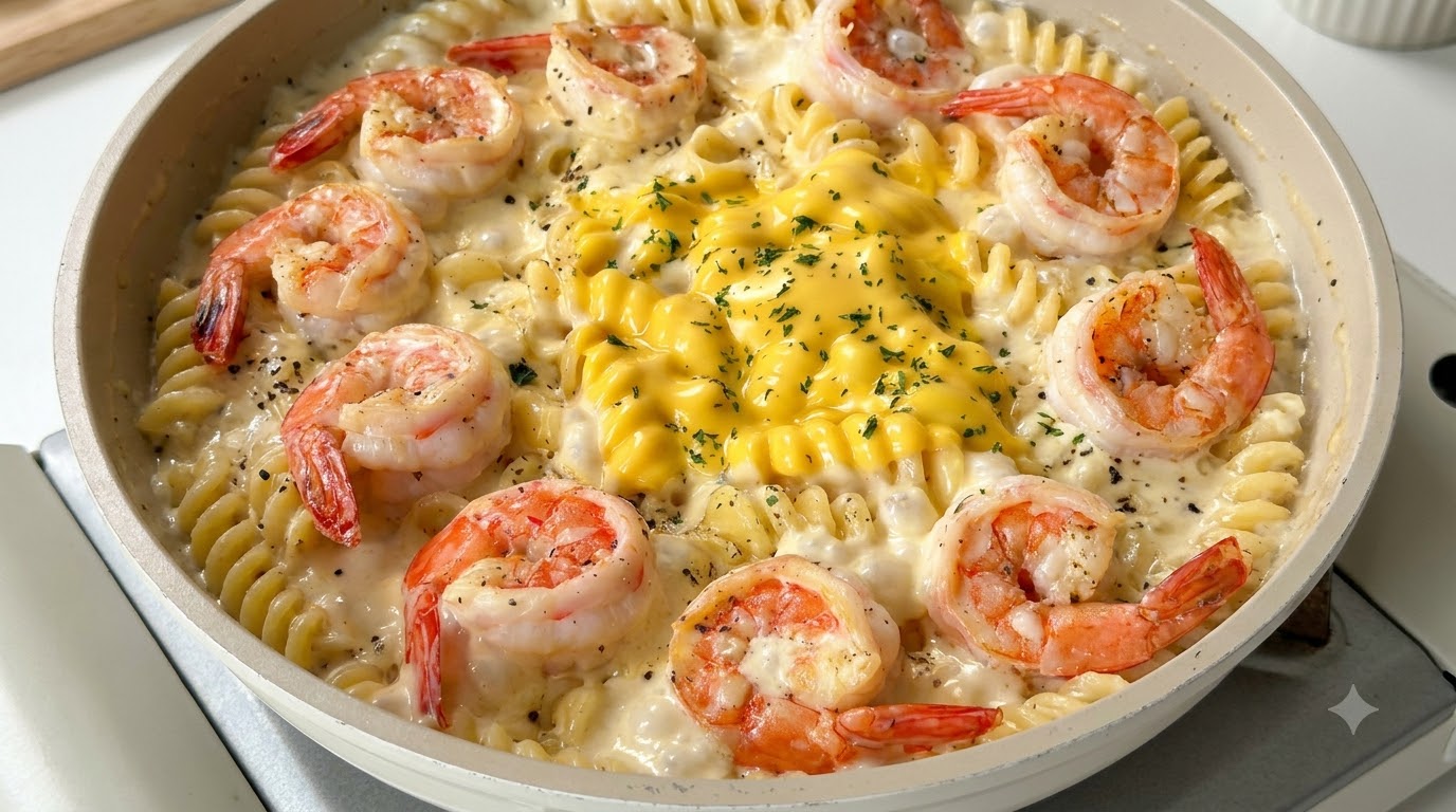Cremige Trüffel-Garnelen-Fusilli